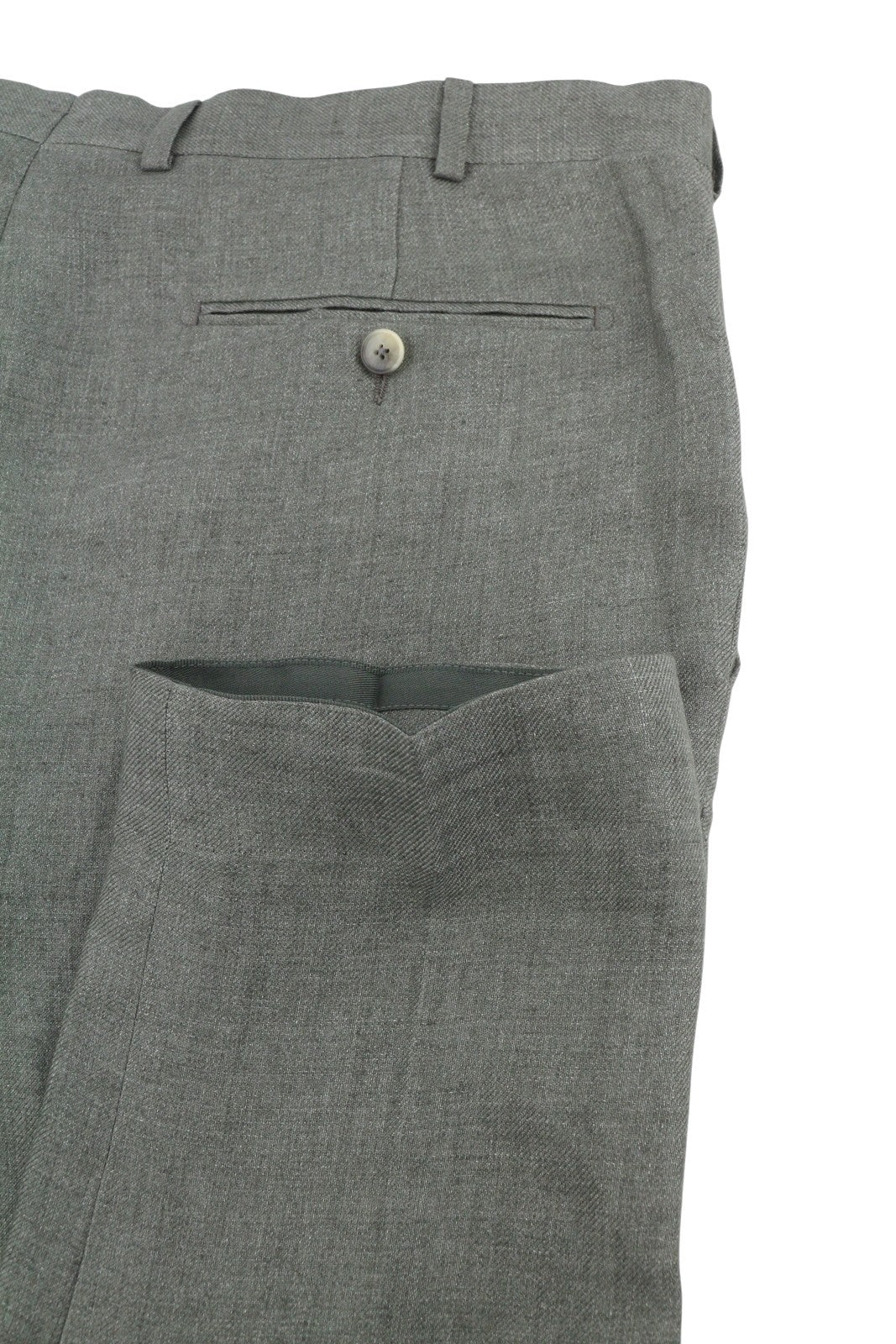 SUITSUPPLY Soho Men Trousers UK38R Green Melange Pure Linen Tapered Fit