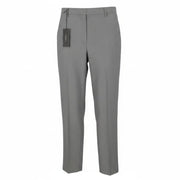 RICHMOND Women Trousers UK16 W32 Grey Pinstriped Melange Linen Blend Straight