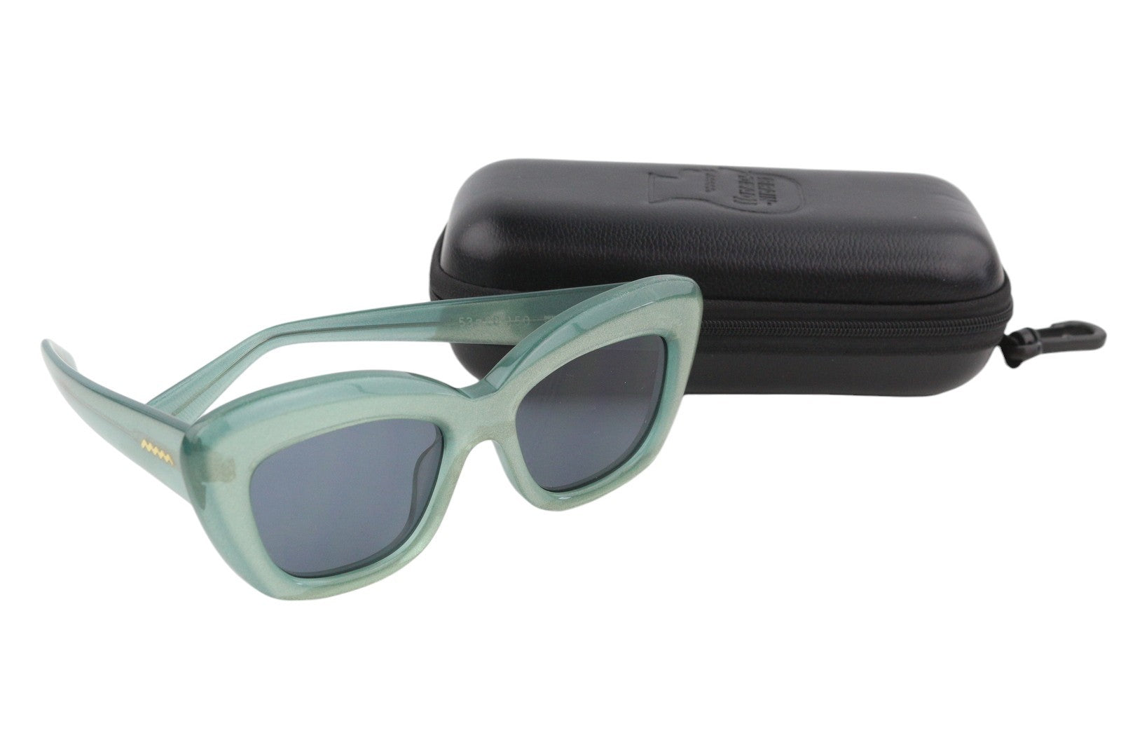 BRAIN DEAD Chibi SLVR-FLK/BLK Women Sunglasses OS Blue Tinted Cat-Eye Glitter