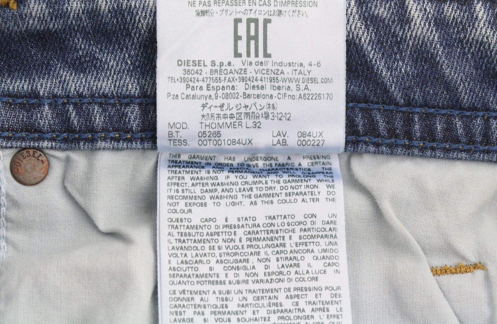 DIESEL Thommer 084UX Men Jeans W29/L32 Blue Faded Slim Skinny Fit Stretch
