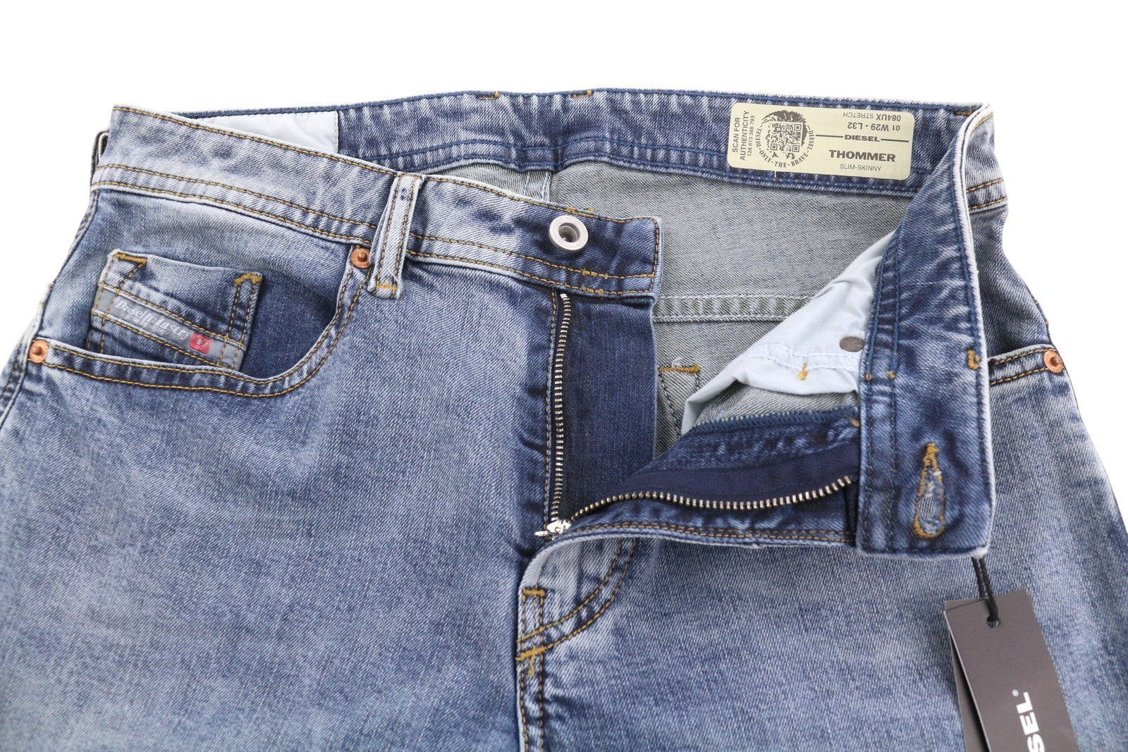DIESEL Thommer 084UX Men Jeans W29/L32 Blue Faded Slim Skinny Fit Stretch