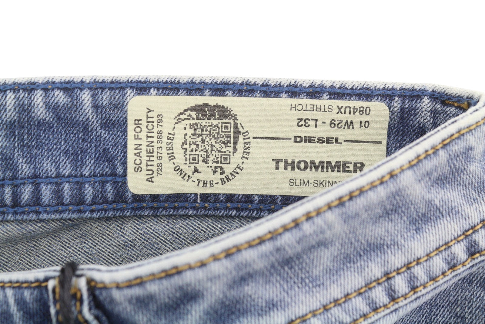 DIESEL Thommer 084UX Men Jeans W29/L32 Blue Faded Slim Skinny Fit Stretch