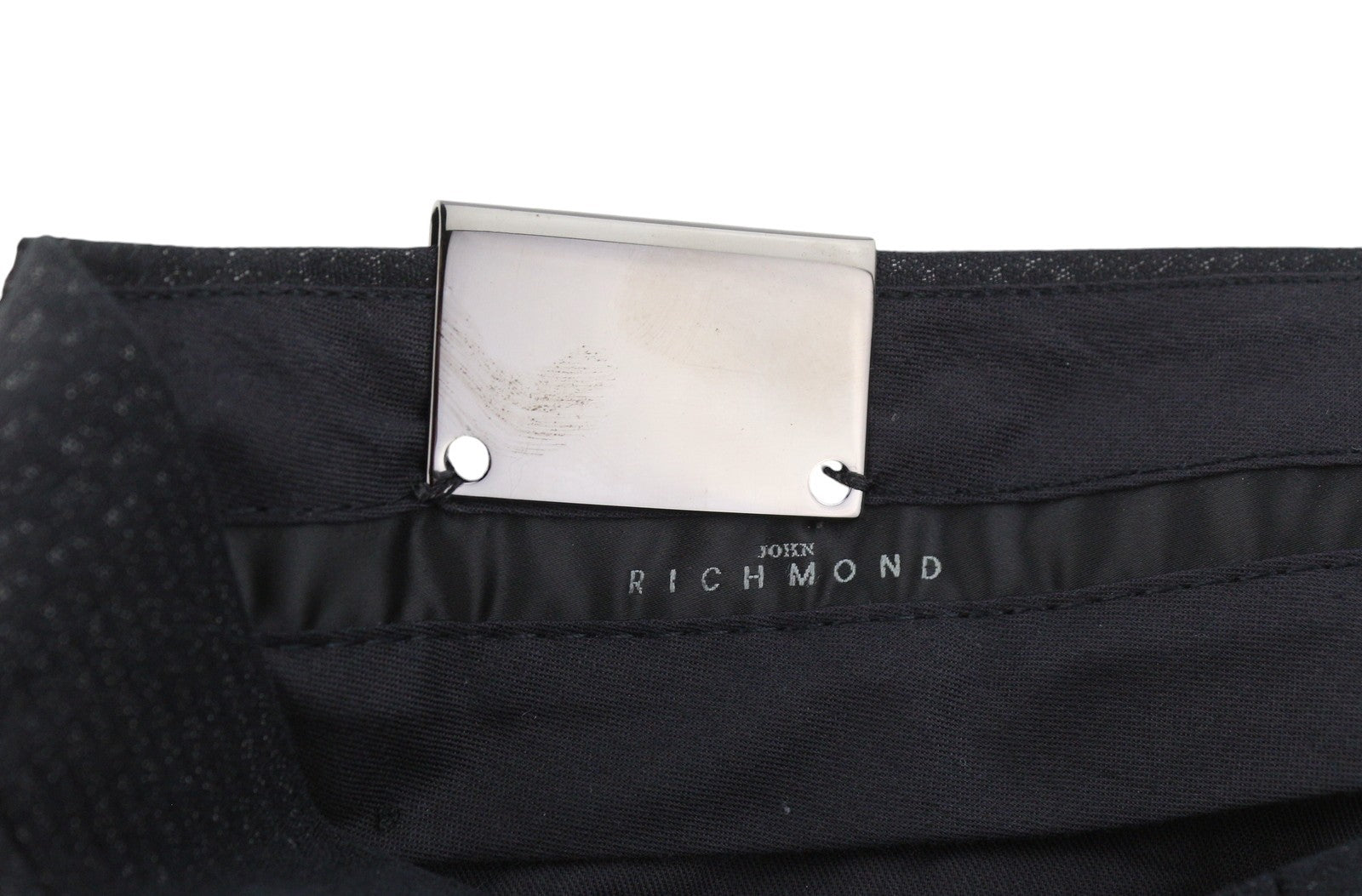 JOHN RICHMOND Women Trousers UK16 W34 Black Patterned Zip Fly Straight Fit
