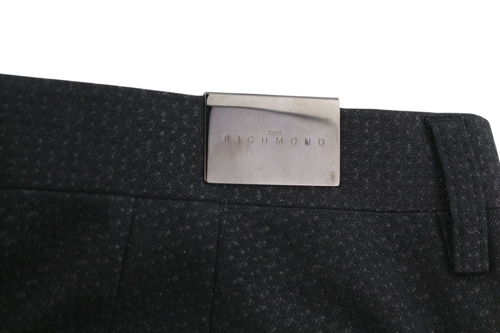 JOHN RICHMOND Women Trousers UK16 W34 Black Patterned Zip Fly Straight Fit