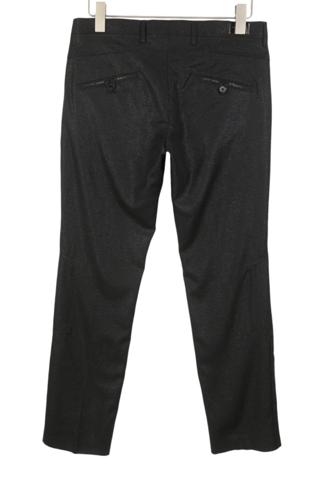 JOHN RICHMOND Women Trousers UK16 W34 Black Wool Glitter Look Zip Fly Straight
