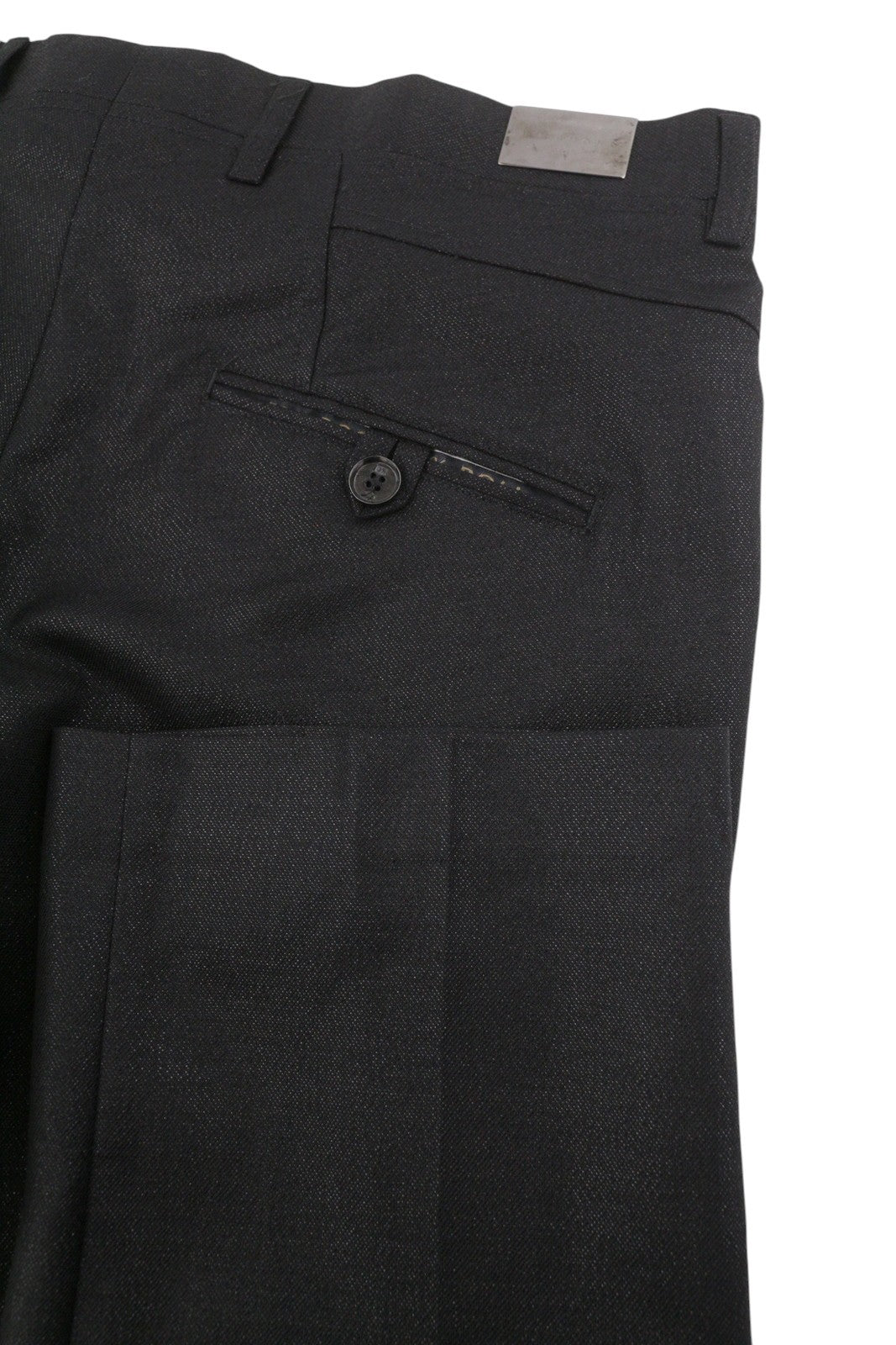 JOHN RICHMOND Women Trousers UK16 W34 Black Wool Glitter Look Zip Fly Straight