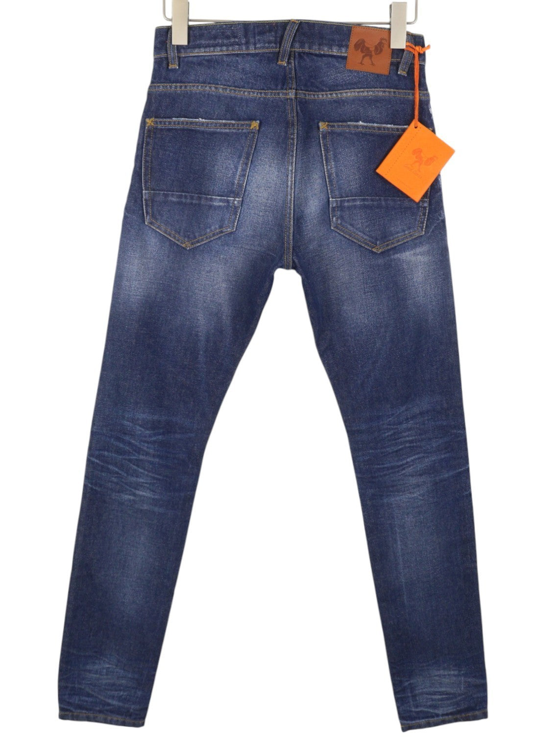 GOOD GENES Men Jeans W29/L34 Blue Whiskers Faded Distress Slim Fit Button Fly