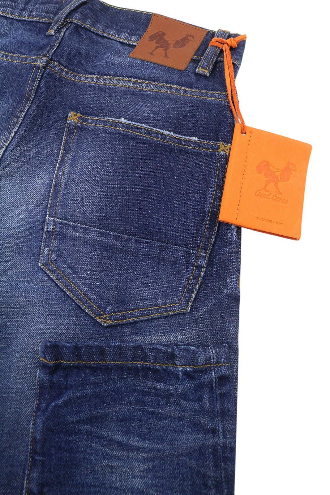 GOOD GENES Men Jeans W29/L34 Blue Whiskers Faded Distress Slim Fit Button Fly