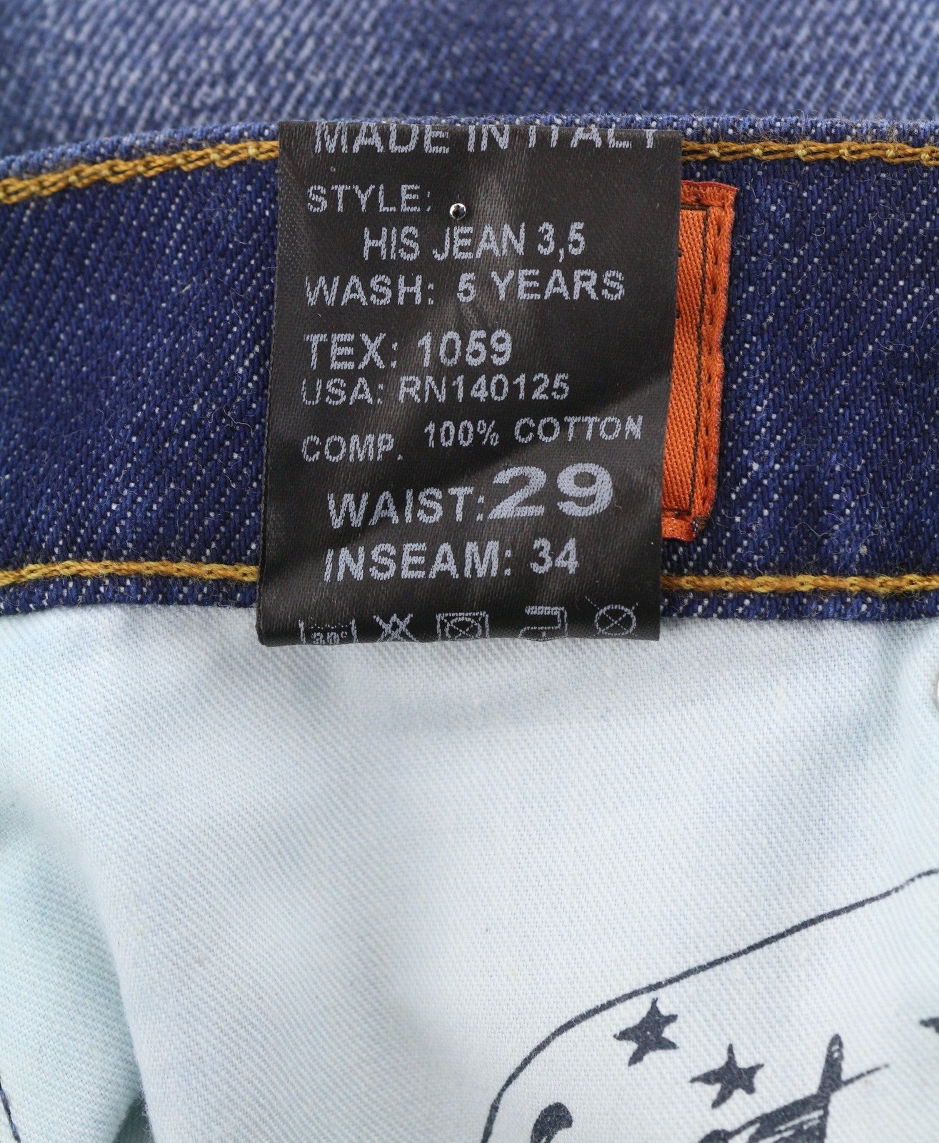GOOD GENES Men Jeans W29/L34 Blue Whiskers Faded Distress Slim Fit Button Fly
