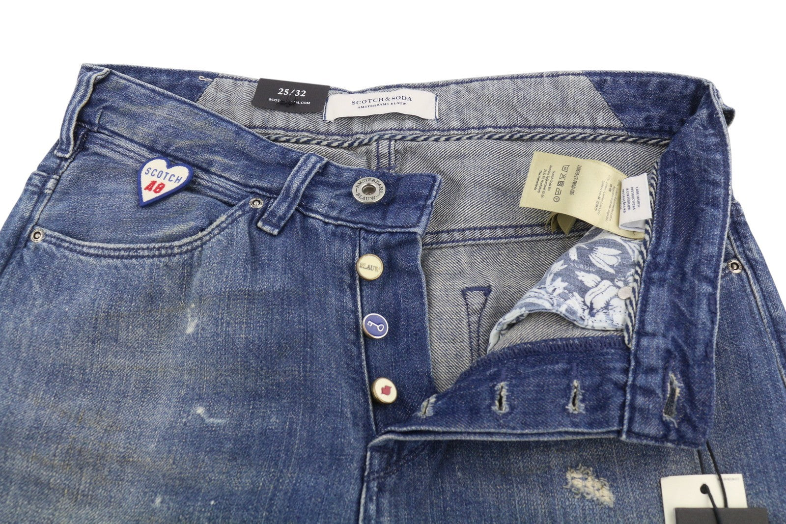 SCOTCH & SODA L'Adorable Boyfriend Women Jeans W25/L32 Blue Faded Distress