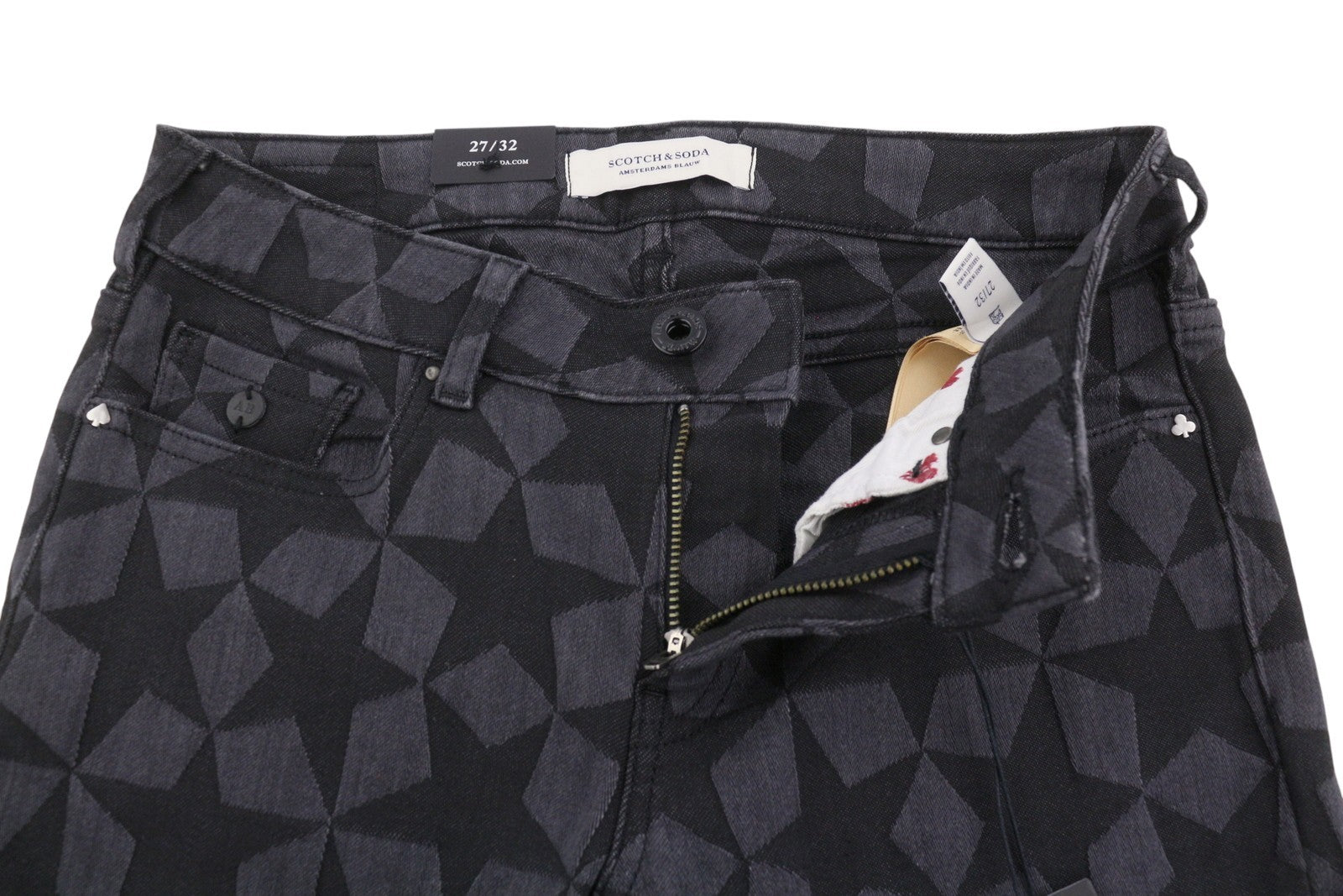 SCOTCH & SODA La Bohemienne Flare Women Jeans W27/L32 Black Stars Print Skinny