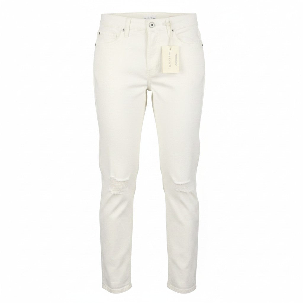 GANT Rugger Slacker White Women Jeans W27/L34 Off White Slim Fit Distressed