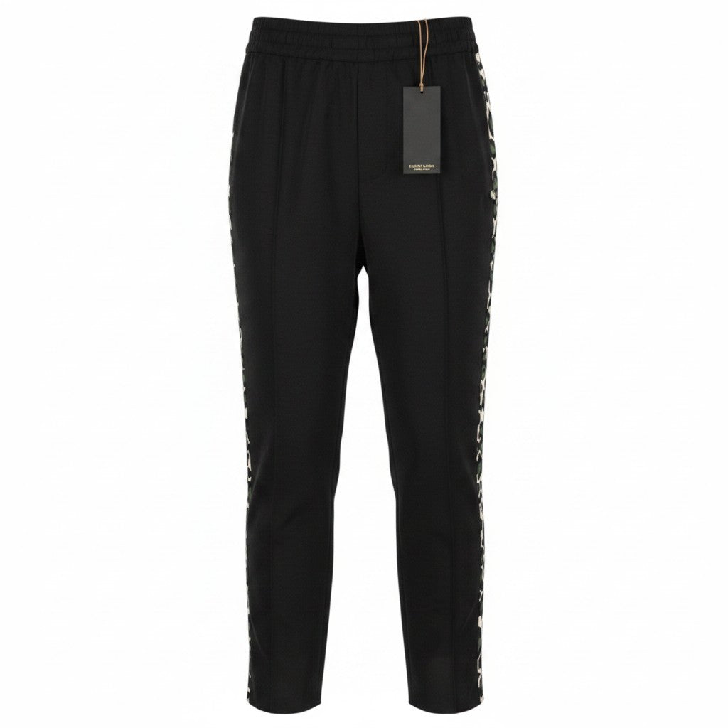 MAISON SCOTCH Women Trousers S W26 Black Leopard Side Lines Elastic Waist