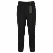 MAISON SCOTCH Women Trousers S W26 Black Leopard Side Lines Elastic Waist