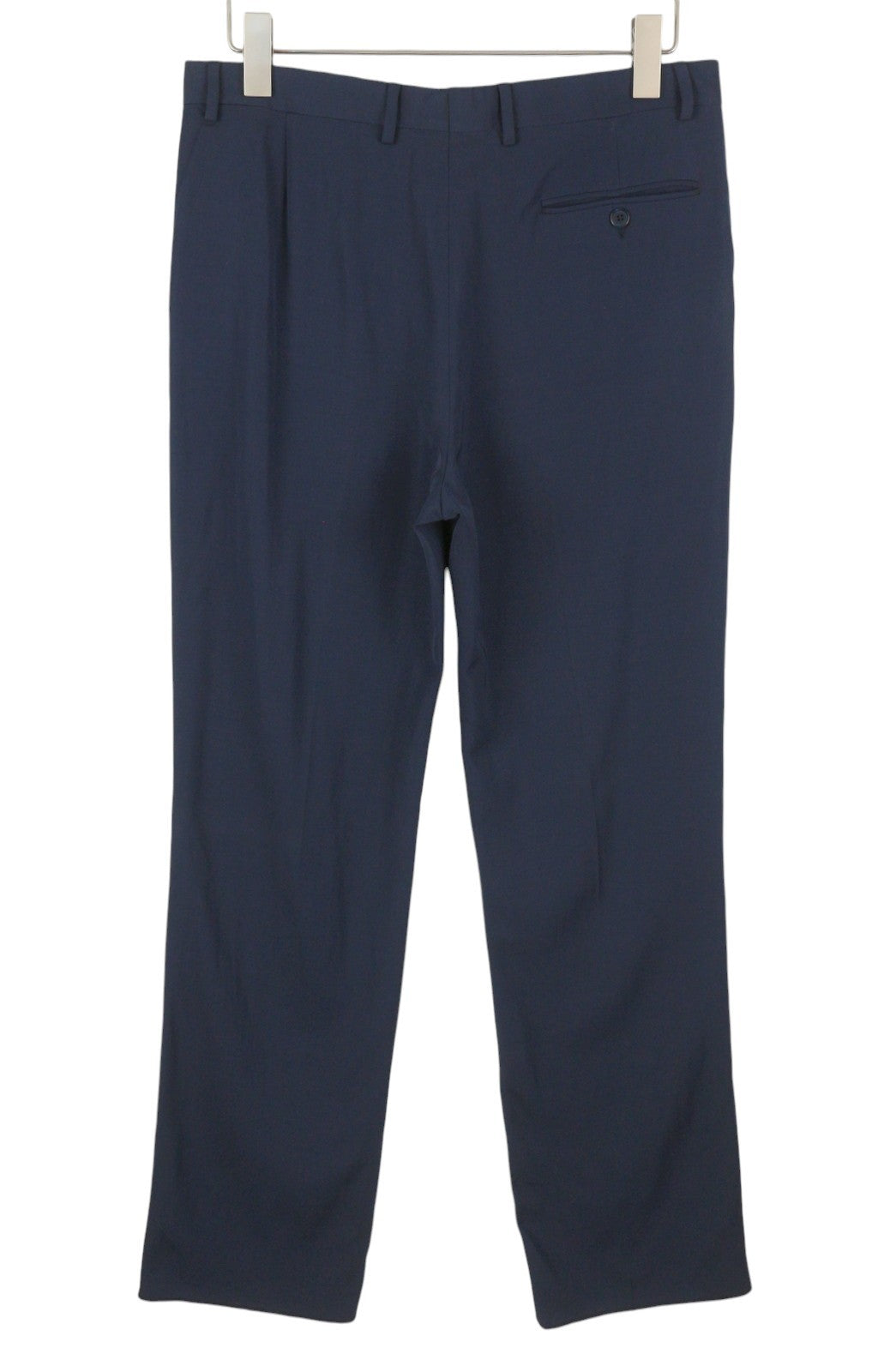 JOHN RICHMOND Women Trousers UK18 W33 Blue Wool Blend Zip Fly Straight Fit