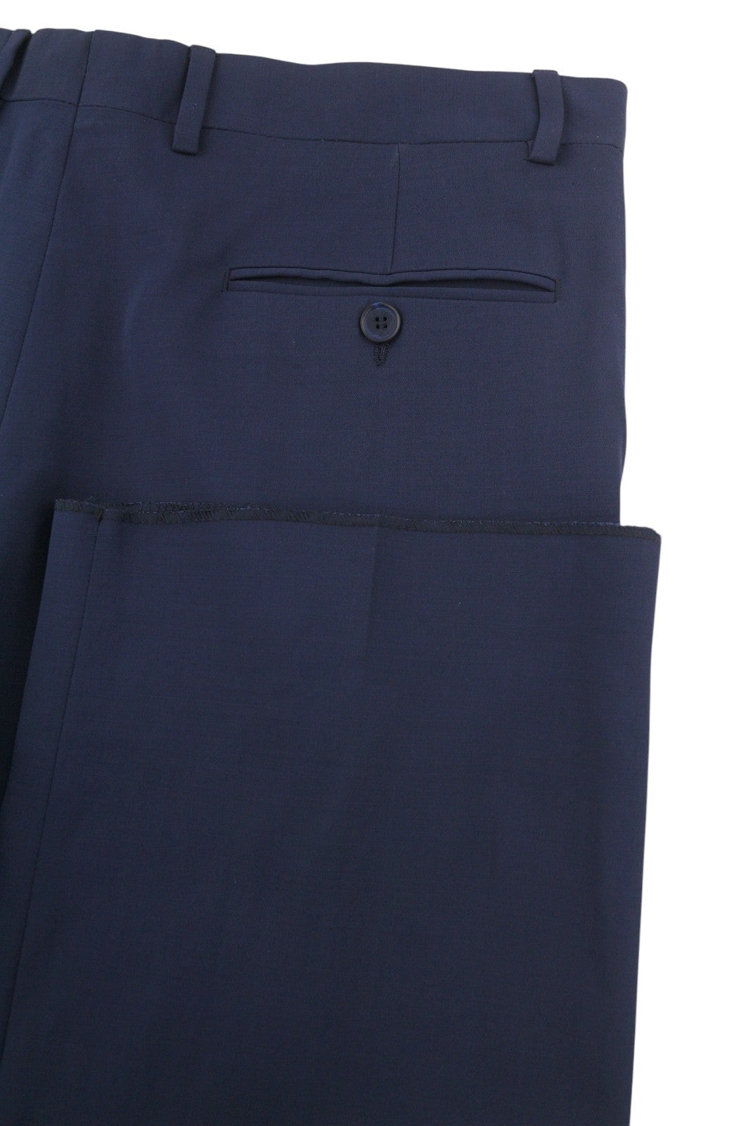 JOHN RICHMOND Women Trousers UK18 W33 Blue Wool Blend Zip Fly Straight Fit