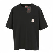LEVI'S Loose Men T-Shirt XL Black Tricot Crew Neck Patch Pocket Short Sleeve