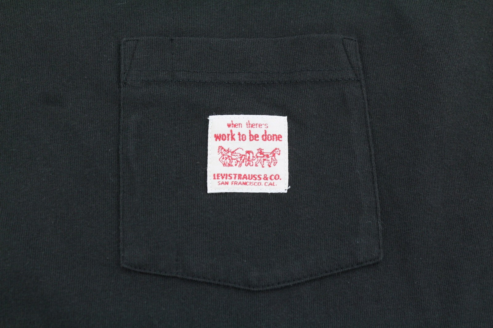 LEVI'S Loose Men T-Shirt XL Black Tricot Crew Neck Patch Pocket Short Sleeve