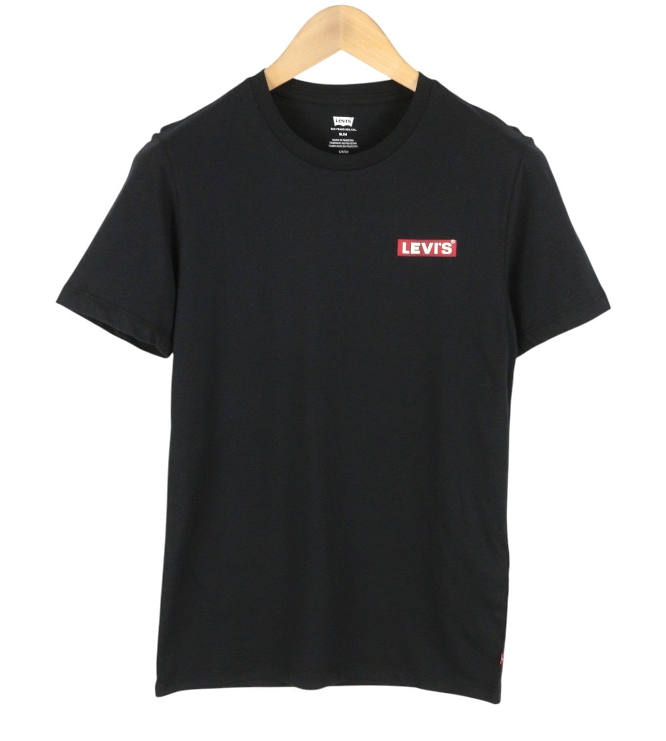 LEVI'S Slim Men T-Shirt S Black Tricot Crew Neck Short Sleeve