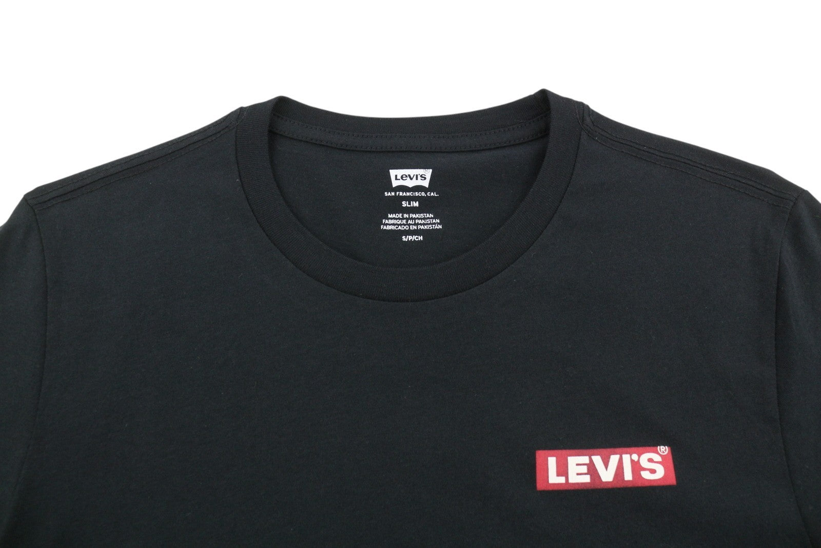 LEVI'S Slim Men T-Shirt S Black Tricot Crew Neck Short Sleeve