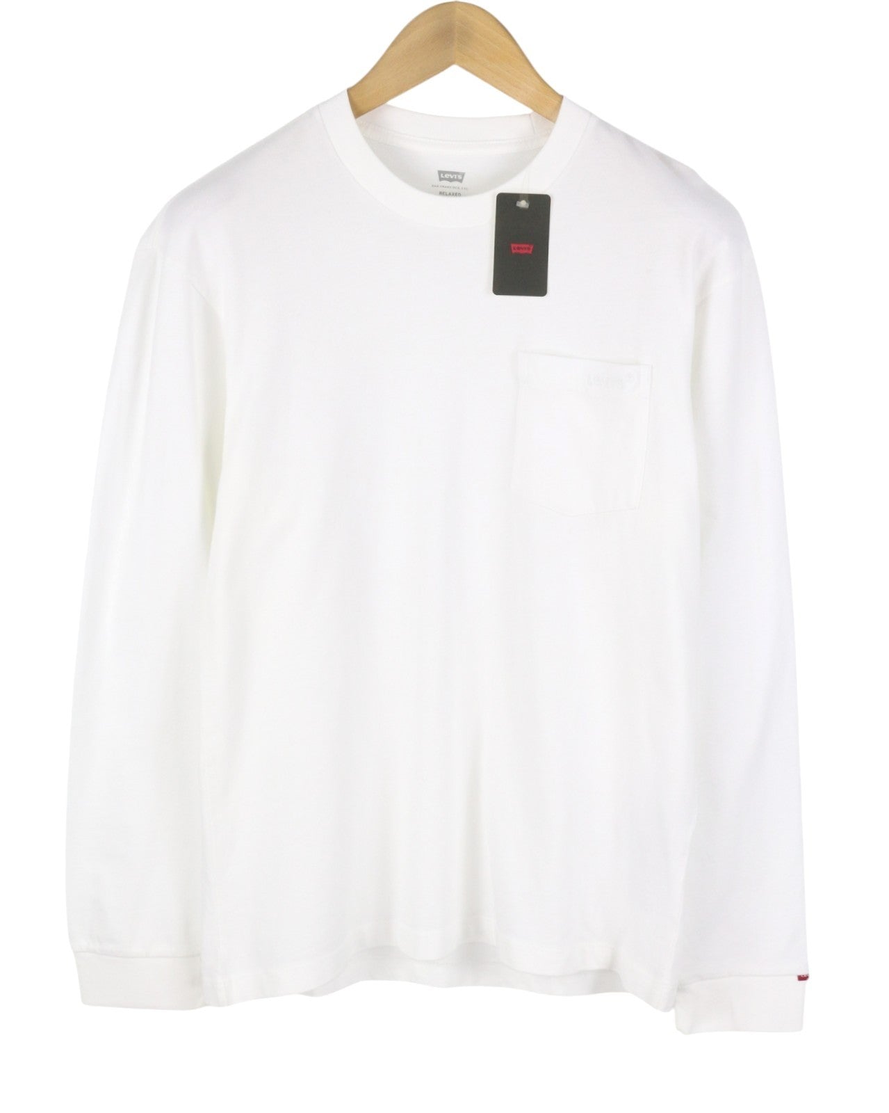 LEVI'S Relaxed Men T-Shirt XS White Cotton Tricot Long Sleeved