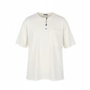 DENHAM Omono Women T-Shirt XL Off White Patch Pocket Tricot Cotton Short Sleeve
