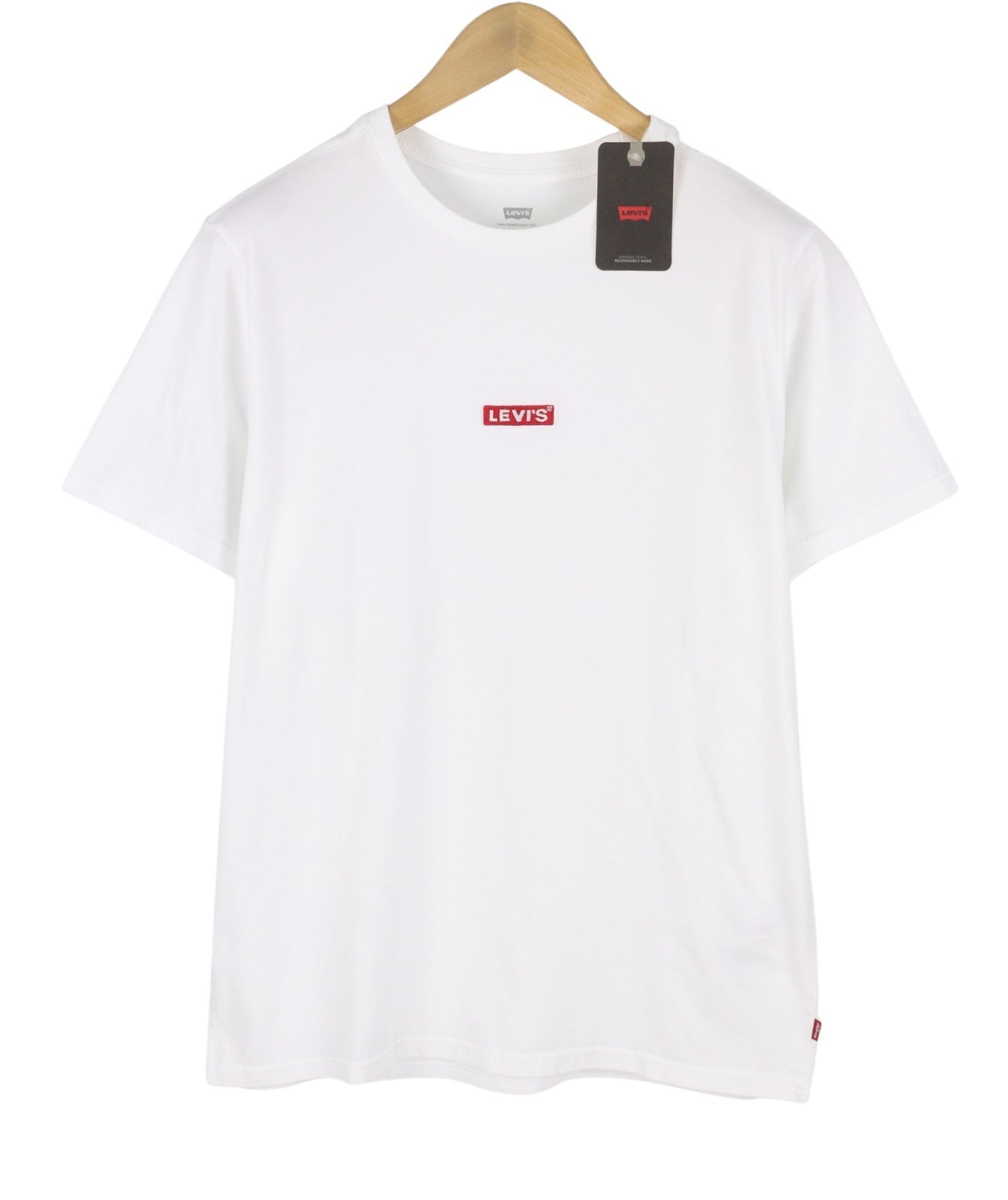 LEVI'S Relaxed Men T-Shirt M White Tricot Cotton Crew Neck Short Sleeved