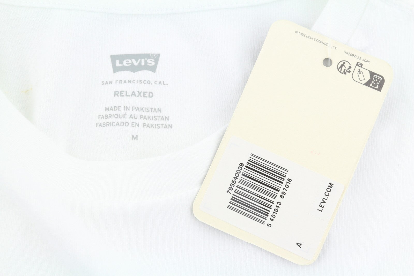LEVI'S Relaxed Men T-Shirt M White Tricot Cotton Crew Neck Short Sleeved