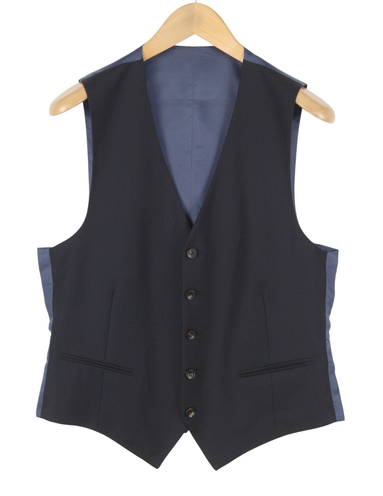 SUITSUPPLY Ferrara Men Waistcoat UK40R Navy Blue Wool Button-Up Vest