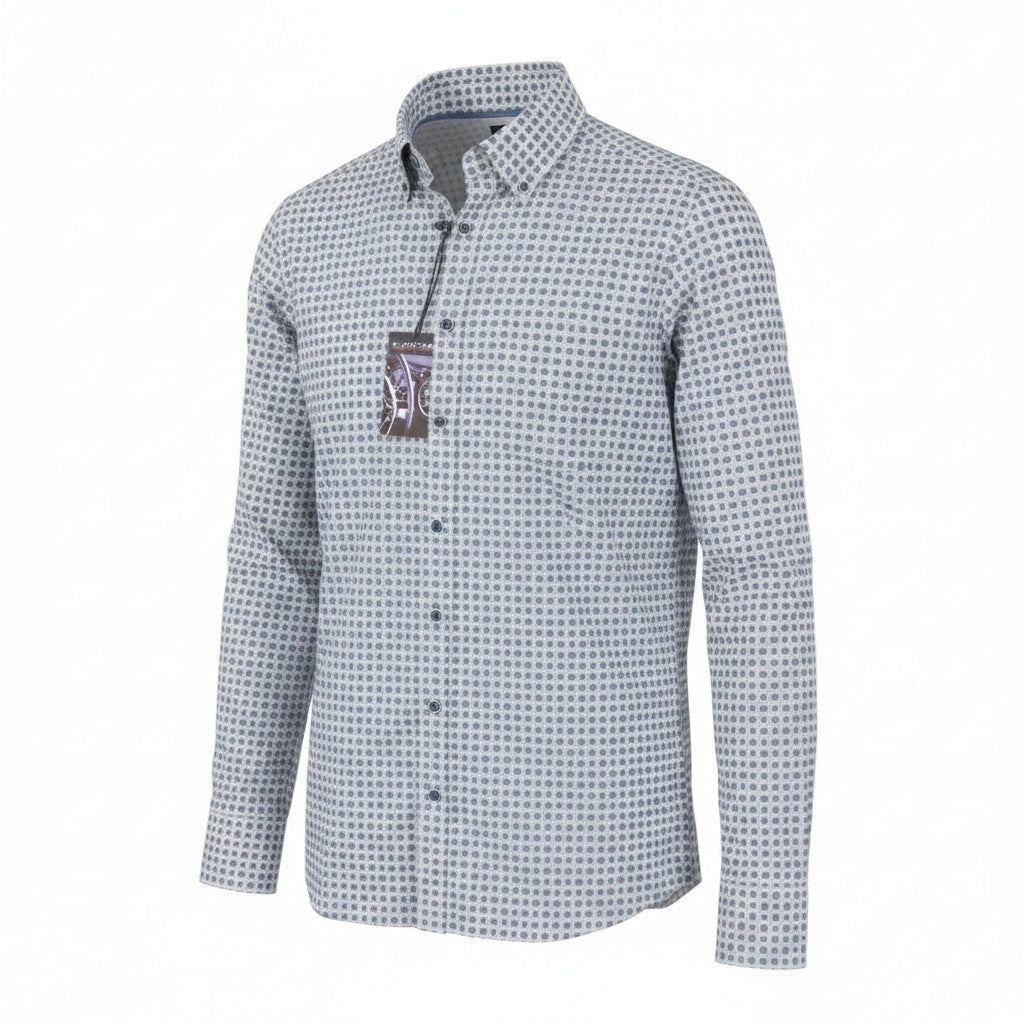 STATE OF ART Regular Fit Men Shirt S Blue Patterned Button Down Neck Casual