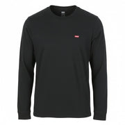 LEVI'S Standard Men T-Shirt XS Black Tricot Cotton Crew Long Sleeved