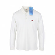 LEVI'S Standard Fit Men Polos L White Cotton Tricot Long Sleeved
