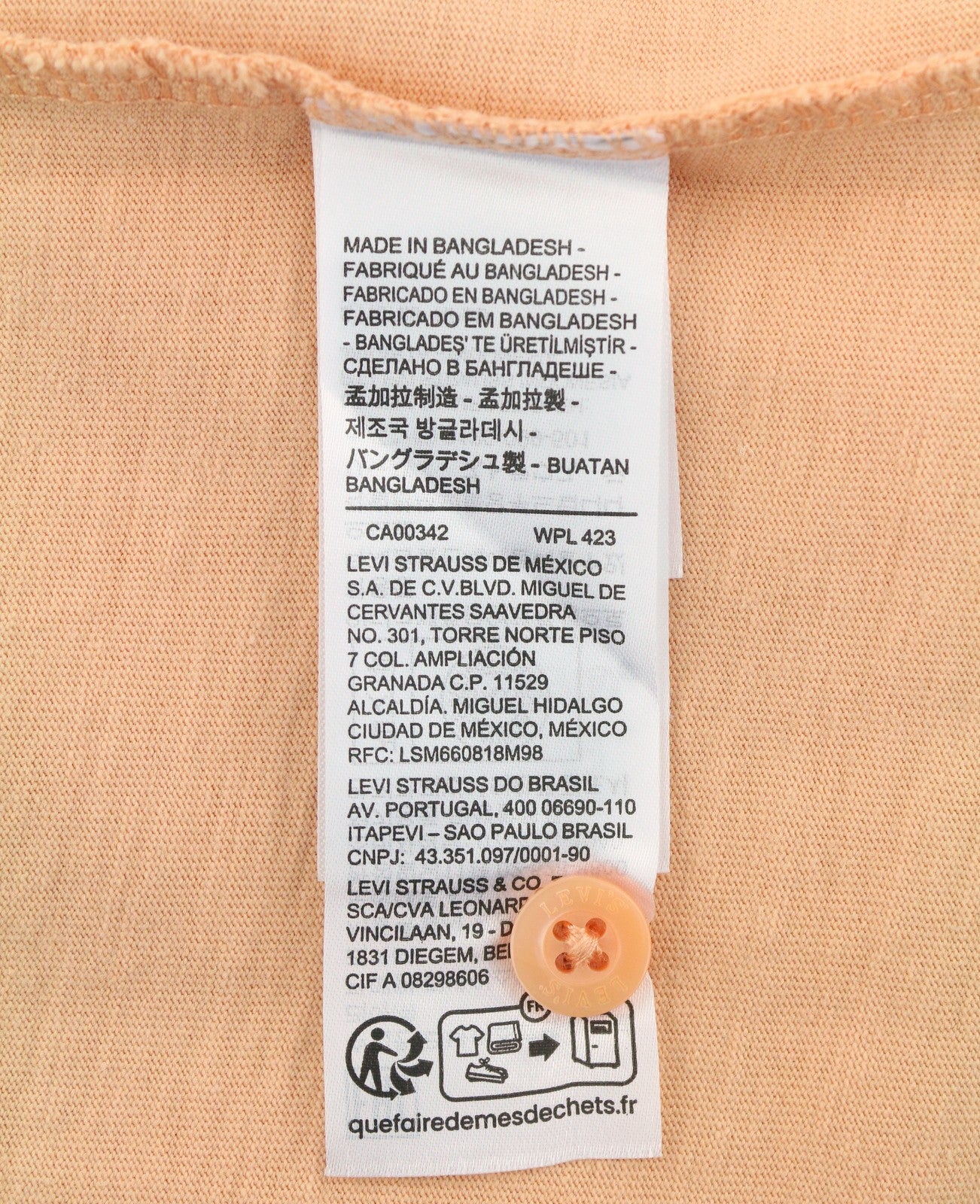 LEVI'S Slim Men Polos S Orange Cotton Tricot Short Sleeve