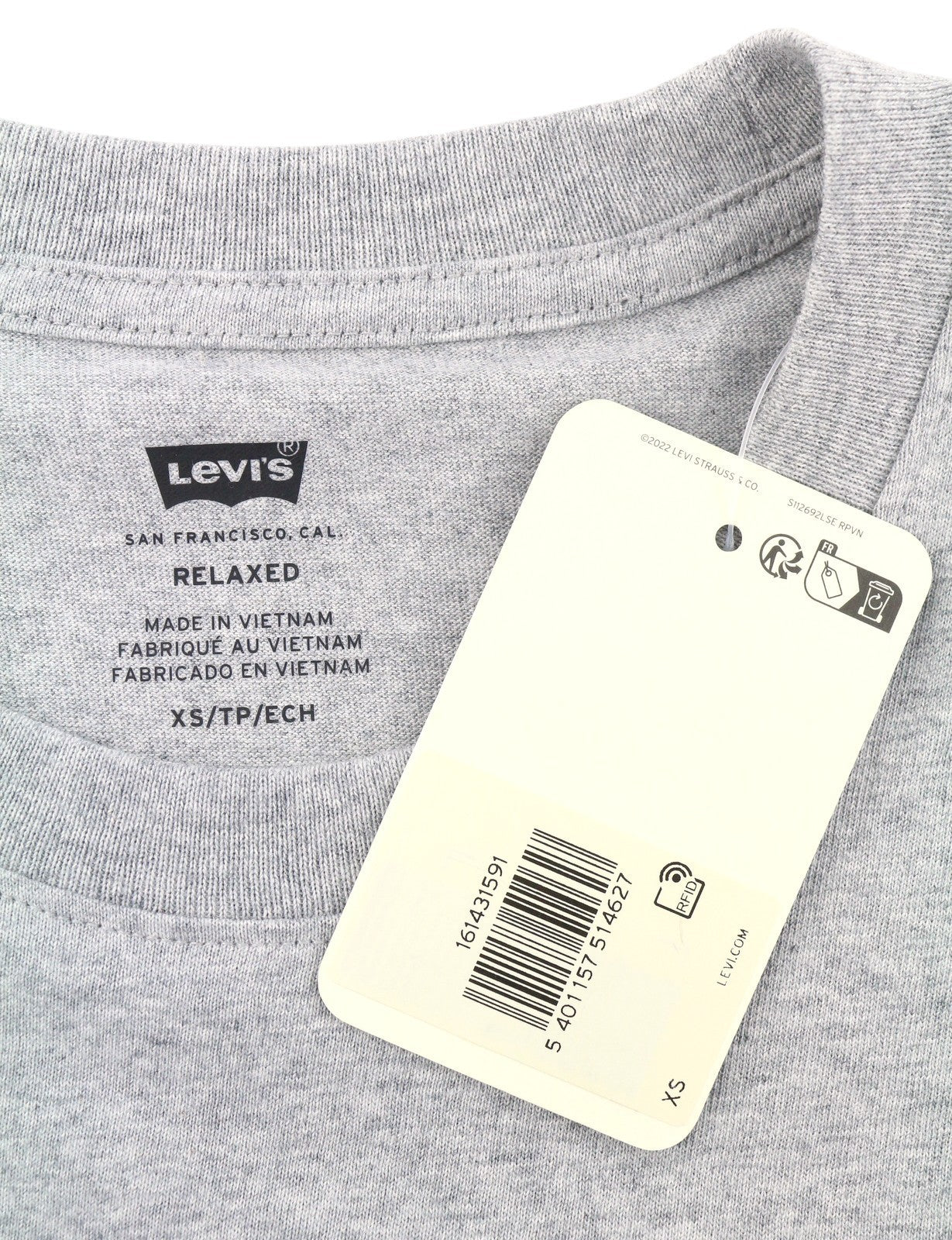 LEVI'S Relaxed Men T-Shirt XS Grey Melange Crew Neck Tricot Short Sleeve