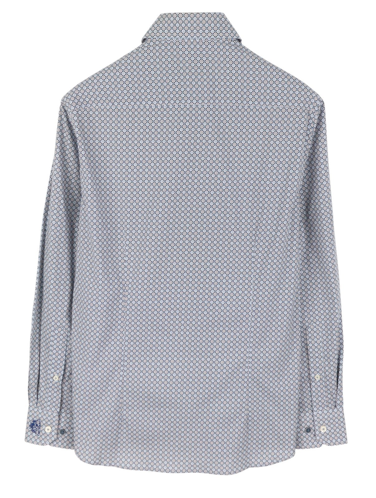 STATE OF ART Regular Fit Men Shirt S Blue Patterned Button Down Collar Casual