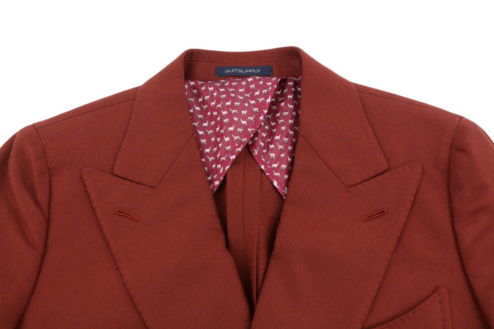 SUITSUPPLY La Spalla Men Blazer UK34S Orange Wool Peak Lapel Double-Breasted
