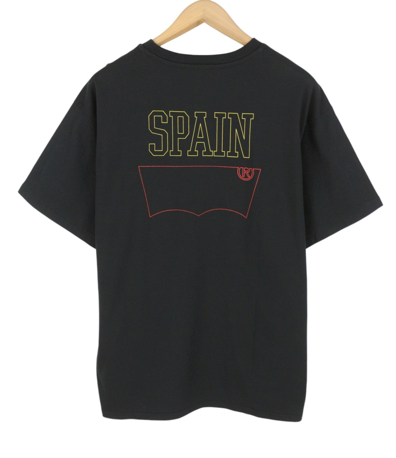 LEVI'S Vintage Fit Men T-Shirt L Black Tricot Crew Neck Spain Logo Short Sleeve