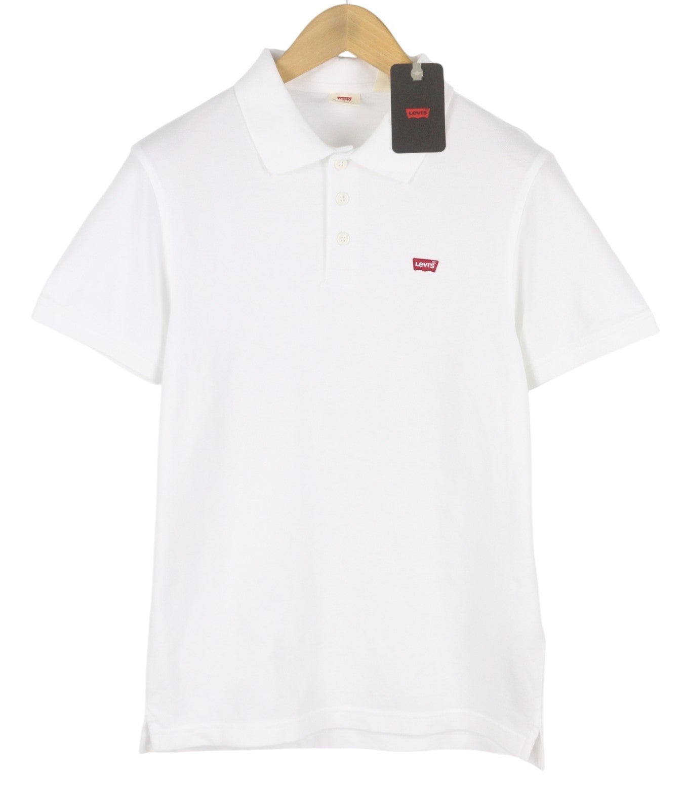 LEVI'S Standard Fit Men Polos S White Cotton Tricot Short Sleeved