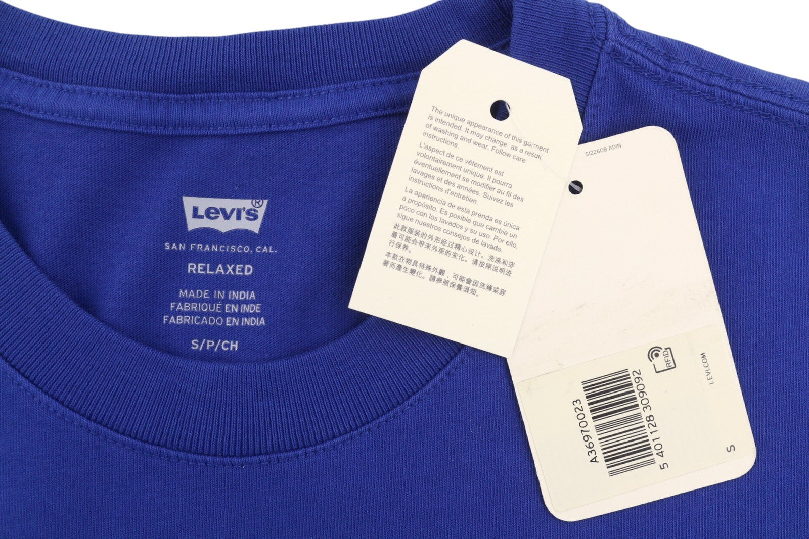 LEVI'S Relaxed Men T-Shirt S Blue Tricot Patch Pocket Short Sleeve