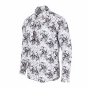 STATE OF ART Regular Fit Men Shirt S White Patterned Button Down Neck Casual