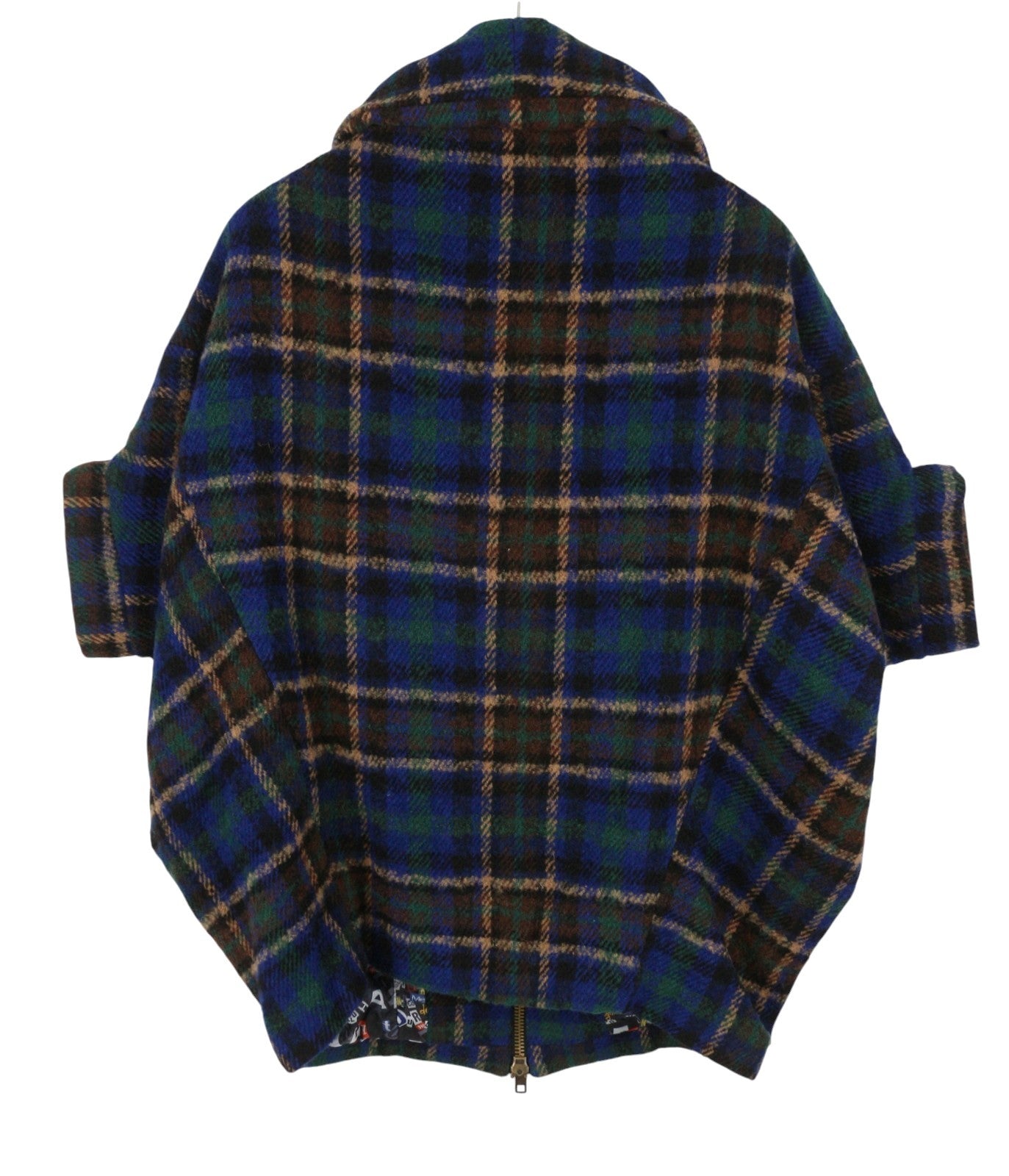 DESIGUAL Women Coat 40 L Multicolored Plaid Flannel Wool Blend 3/4 Sleeved