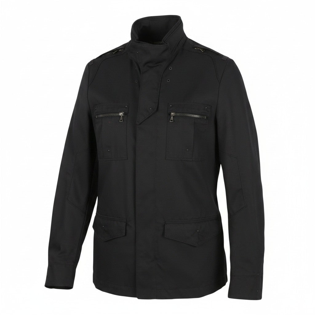 RICHMOND Women Jacket UK16 L Black Patch Pockets High Neck Full Zip Lightweight