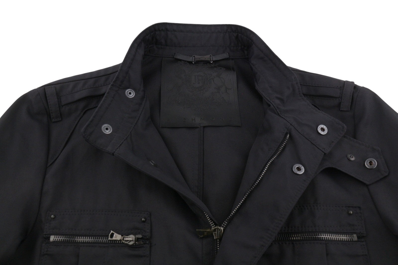RICHMOND Women Jacket UK16 L Black Patch Pockets High Neck Full Zip Lightweight