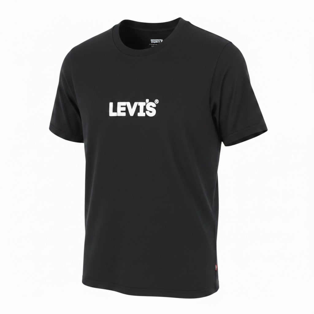 LEVI'S Relaxed Men T-Shirt XS Black Tricot Crew Neck Short Sleeve