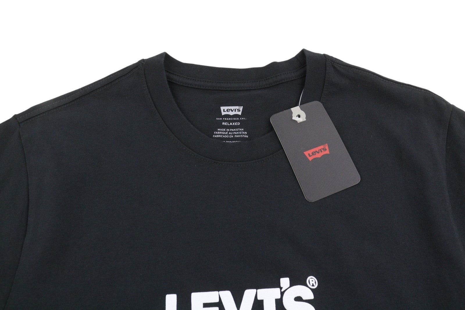 LEVI'S Relaxed Men T-Shirt XS Black Tricot Crew Neck Short Sleeve