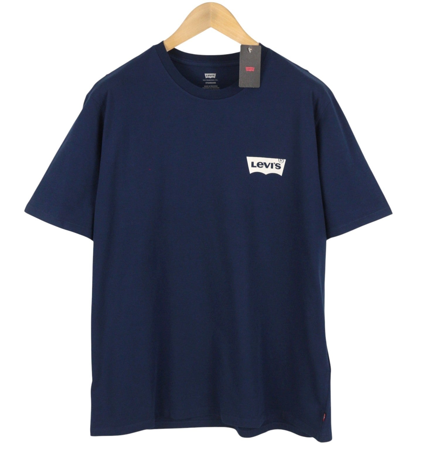 LEVI'S Standard Men T-Shirt XL Dark Blue Tricot Cotton Crew Neck Short Sleeve