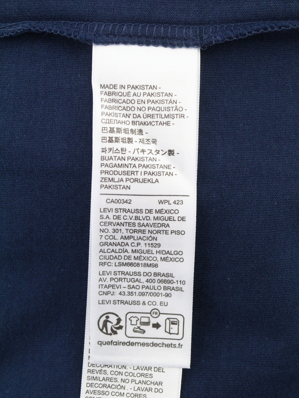 LEVI'S Standard Men T-Shirt XL Dark Blue Tricot Cotton Crew Neck Short Sleeve