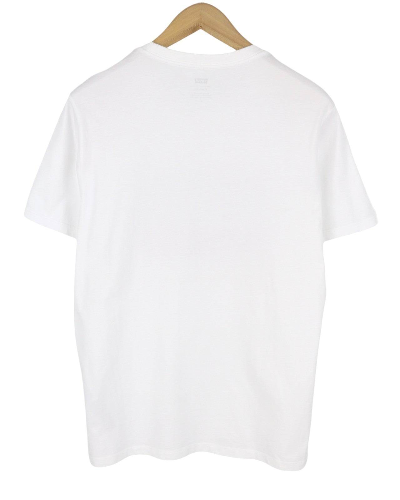 LEVI'S Standard Men T-Shirt M White Tricot Cotton Crew Neck Short Sleeved