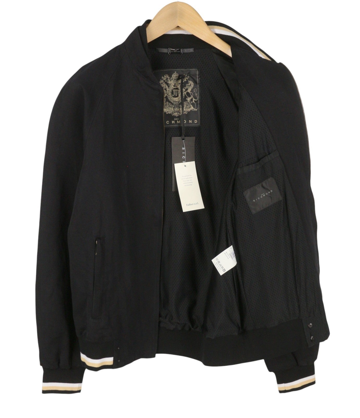 JOHN RICHMOND Women Jacket UK16 L Black Linen Blend Full Zip Lightweight Bomber