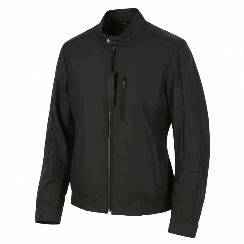 JOHN RICHMOND Women Jacket UK16 L Black Band Collar Full Zip Lightweight